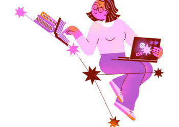 A cancer thumbing through books on stars