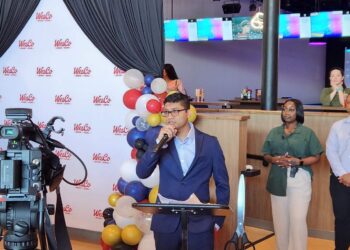 WesCo Brew & Bowl owner Satish Patel speaks on June 23rd at a VIP event for the massive new entertainment center at 3040 Charleston Highway in Cayce, SC.