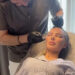 Millie Thompson getting her stitched taken out after undergoing plastic surgeryCredit: Millie Thompson/Instagram