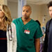 Sarah Chalke (left), Donald Faison (center) and Zach Braff (right) in the 'Scrubs' reboot.Credit: ABC/DANNY FELD