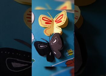 easy butterfly 🦋 with paper 🥰#art #sonikaart #painting #drawing