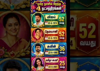 4 tamil celebrity stars born on same date same month💐 #celebrity #vijay#devayani #kavin#mamithabaiju
