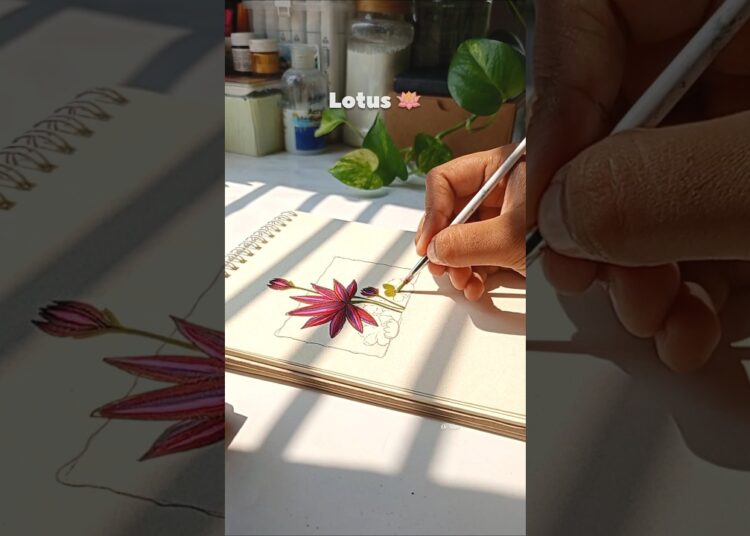Lotus🪷 #art #painting #drawing  #love #lotus #acrylicscenery #colour #artist #paintingprocess #pink