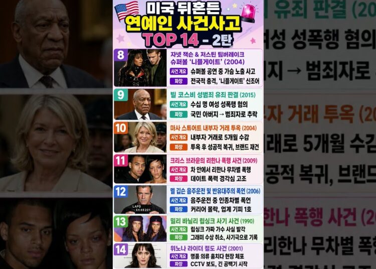 미국을 뒤흔든 연예인 사건사고 TOP 14