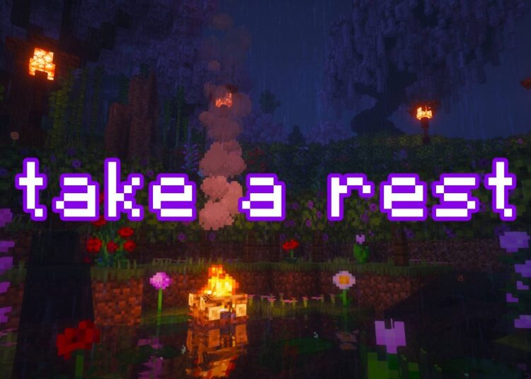 enough work for today… (minecraft music & rain, fire, water)