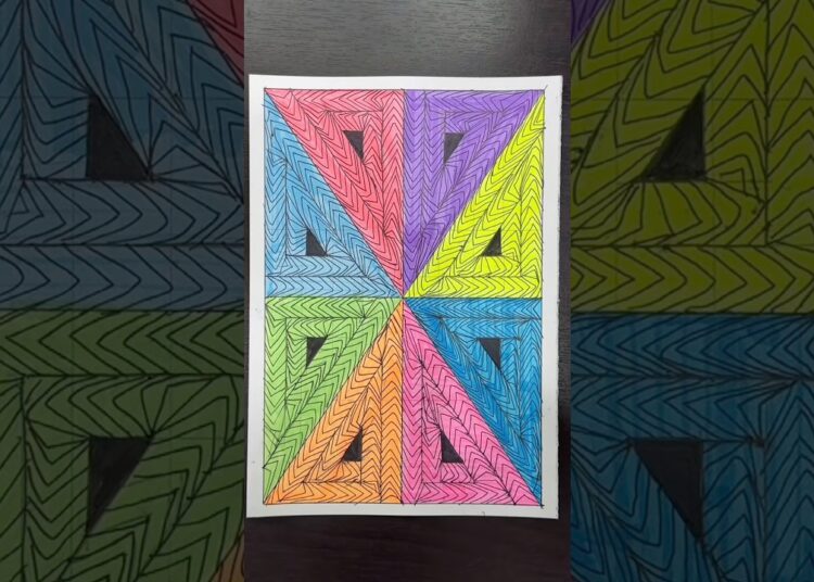 Day -50 / colourful zentangle ✨ #art #zentangle #drawing #artist #shorts