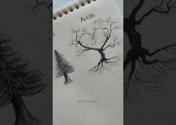 Artist vs pro ✨🌲#artbyzahra #howtodraw #tree #tutorial #shorts #art