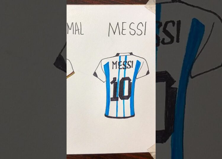 Mbappe, Lamine Yamal and Messi  ⚽️ jerseys Drawing #art #fifaworldcup #messi #mbappe #shorts #artist