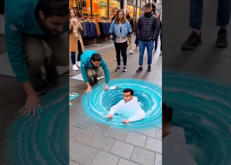 This 3D street art pranked EVERYONE😭😂#StreetArt #OpticalIllusion#ArtPrank #PublicPrank#mindblown
