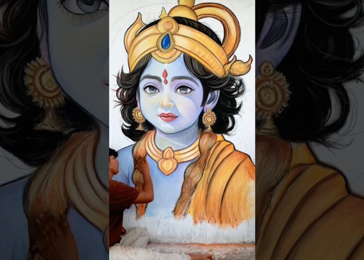 Shree Krishna ❤️🦚 #drawing #artist#art #workingartist #ai #drawing #viratkohli #youtubeshorts