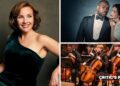 L-R (clockwise): Mezzo-soprano Sasha Cooke (Photo courtesy of the artist); Vocalists Lawrence Brownlee and Erin Morley (Photo courtesy of the artists); Cello soloist Sabina Sandvoss (centre) and the National Youth Orchestra of Canada (Photo courtesy of NYOC)