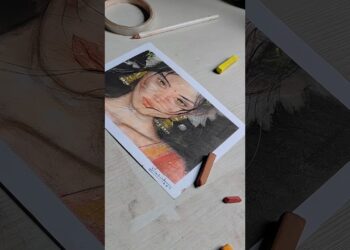 beautiful girl painting by soft pastel🎶😊 #art #쩐다 #ytshorts #drawing #휙봐 #painting #sketch