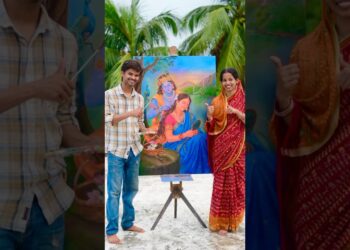 Peaceful village life India | Radha Krishna #villagelife #painting #artist #art #holi