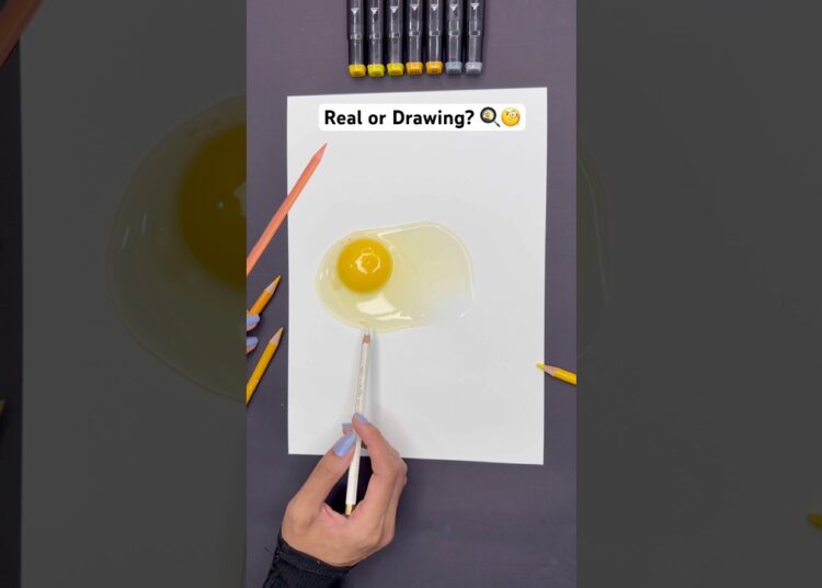 Real or Drawing?? 🧐🍳 #shorts #art #drawing #egg #creative #draw #artist #doityourself