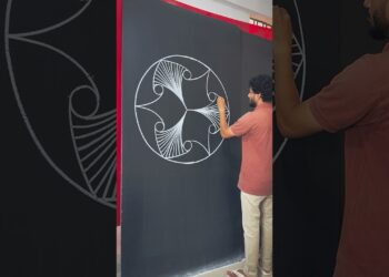 Beautiful 3D Line Art Design || Blackboard Art #beautiful #design #3d