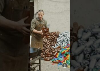 Turning Plastic Bottles Into a Giant Paintbrush Door Handle | DIY Art Studio