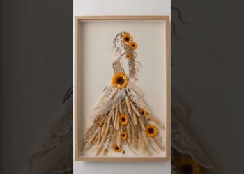 🌼 Satisfying Fiber Art Process: Yarn Hair + Dried Flowers Portrait 🧡