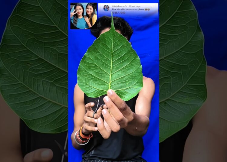Peepal Leaf Art 🌿 | Two Beautiful Girls Portrait on One Leaf 🎨✨ #youtubeshorts #Shorts #ytshorts #yt