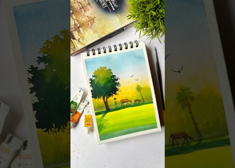 Most Easy Watercolour Painting😍 #shorts #watercolor #drawing #painting #painting #art #artist