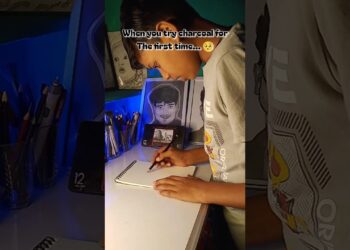 First Time Using Charcoal Pencil 😂✏️ | Every Artist Can Relate #shorts