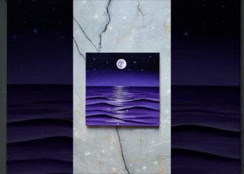 moonlight dancing across violet waves 💜✨️ #canvaspainting #art #acrylicpainting