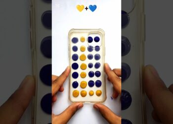 Satisfying Acrylic Cover Phone Art 💙💛#satisfying #artist #artwork #shorts