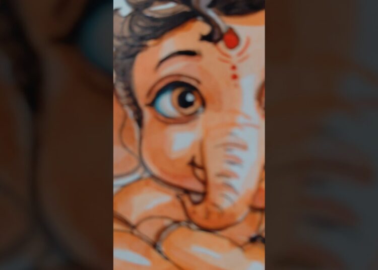 Badi Mehnat Se Banayi Hai 🙏🥺 #artshorts #ganesha #artist #drawing