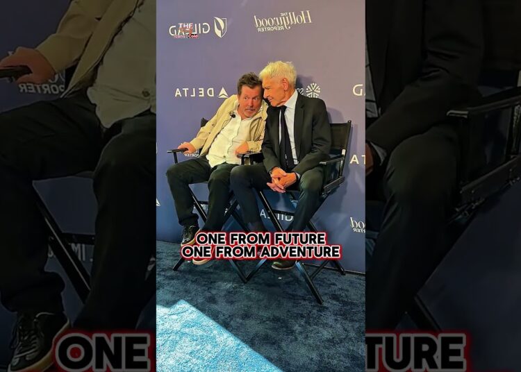 Two legends class apart! Michael J Fox and Harrison Ford. #legend #celebrity #shorts