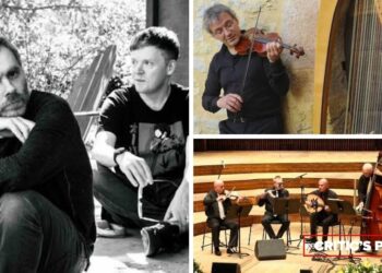 L-R (clockwise): Council: Gabriel Kahane & Pekka Kuusisto (Photo courtesy of the artists); Arparla and Elixir Baroque Ensemble (Photo courtesy of the artists); Shesh Besh ensemble (Photo courtesy of the artists)