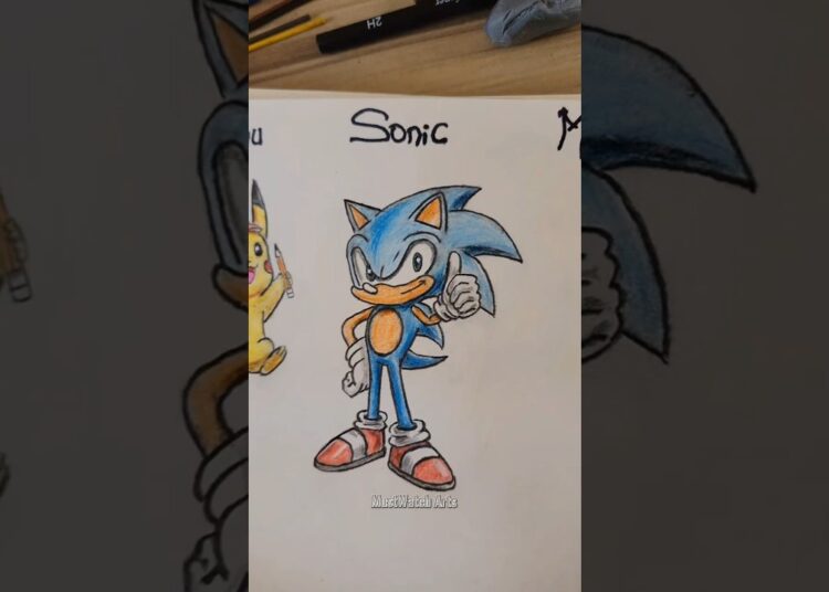 Drawing Sonic 😅✍️#shorts #art #drawing #cartoon #artist #anime