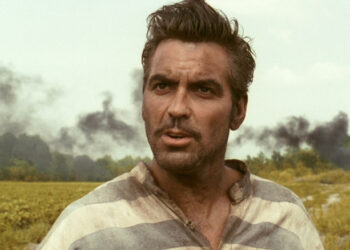 George Clooney looking confused as Ulysses Everett McGill in O Brother, Where Art Thou?