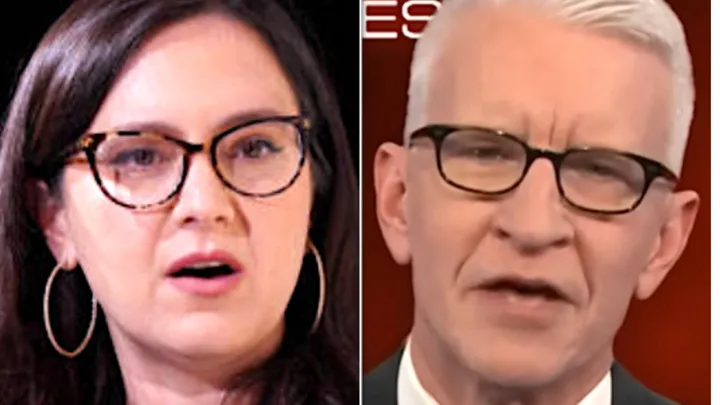 Anderson Cooper, right, is pushing back at the prospect of Bari Weiss, left, becoming his boss at CNN.
