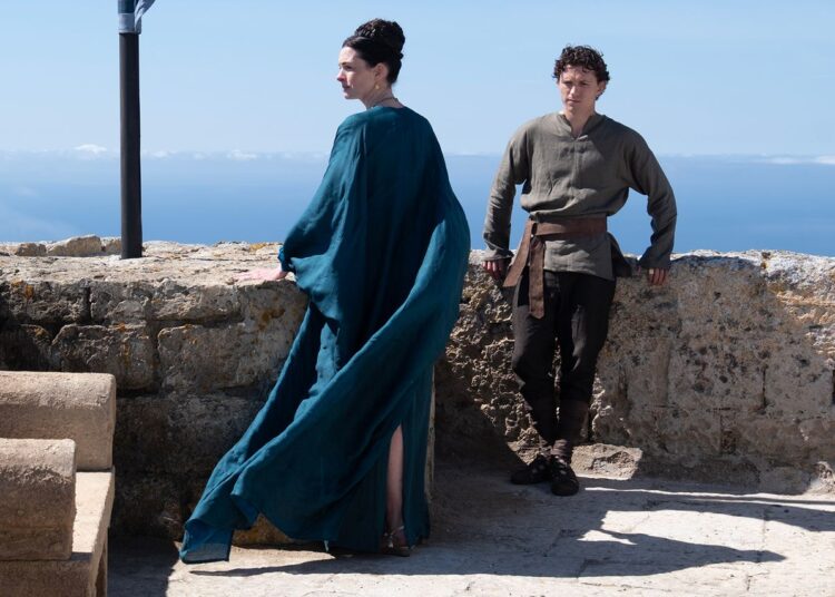 Anne Hathaway as Penelope and Tom Holland as Telemachus in The OdysseyCredit: Melinda Sue Gordon/Universal Pictures