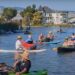Folks in boats listen to music during the annual Bands on the Basin event in Petaluma. (Anderson Templeton / Petaluma Argus-Courier)