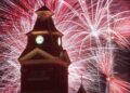 The Whatcom Museum is silhouetted by Fourth of July fireworks that explode behind the historic Bellingham landmark in 1999.