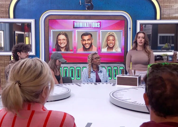 BIG BROTHER Wednesday July 12, on the CBS Television Network and streaming on Paramount+ (live and on-demand for Paramount+ with SHOWTIME subscribers, or on-demand for Paramount+ Essential subscribers the day after the episode airs)* Pictured: Ashley Trail, Barrett Pfeiffer, Lyric Medeiros, Taylor Brown, Dee Valladares and Chuk Anyanwu. Photo: CBS ©2026 CBS Broadcasting, Inc. All Rights Reserved. Highest quality screengrab available.