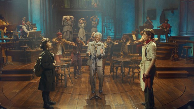 Eva Noblezada, André DeShields and Reeve Carney in a scene from "Hadestown: The Musical." (Photo Bleecker Street and LD Entertainment)