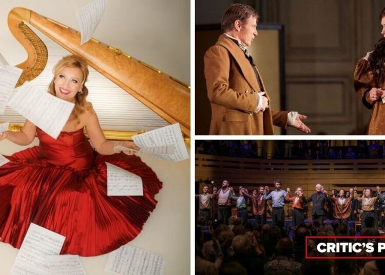 L-R (clockwise): Czech harpist Jana Boušková (Photo courtesy of the artist); Brott Music Festival: Quanto Amore (Photo courtesy of Brott Festival); Les Arts Florissants Baroque ensemble in Koerner Hall, 2025 (Photo courtesy of Toronto Summer Music)