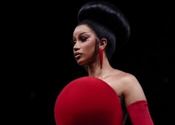 US rapper Cardi B attends the Robert Wun Women Haute Couture Fall/Winter 2026-2027 collection as part of the Paris Fashion Week, in Paris, on July 8, 2026.