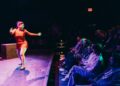 Nakajima performs "Made in America" at Upright Citizens Brigade Theater.