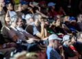 Community members attend a meeting about the proposed rezoning of Crown Center for a new Kansas City Royals ballpark at the Regnier Theatre inside Union Station on Monday, July 27, 2026, in Kansas City.