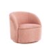 Beautiful Georgiana Swivel Chair by Drew Barrymore, Rose Pink With Faux Leather Rust Piping