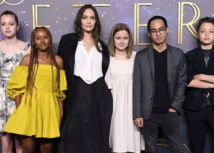 Angelina Jolie with her children