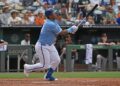 Kansas City Royals designated hitter Salvador Perez hits a two-run home run.