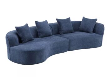 Christopher Knight Home Boucle Upholstered 5 Seater Curved Sofa