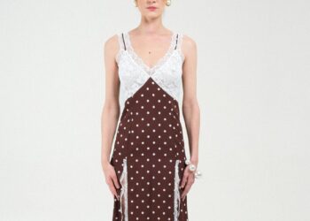 Polka Dots Dress with Lace Details
