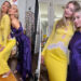 Collage of two women in evening gowns posing for the camera.