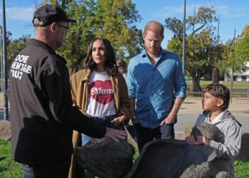 The Duke and Duchess of Sussex take part in the Scar Tree Walk in Melbourne, Victoria, on day three of the royal trip to Australia
