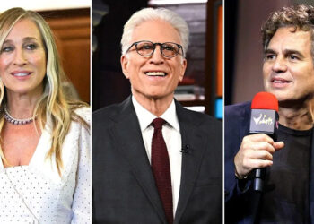 Split image shows Sarah Jessica Parker, Ted Danson and Mark Ruffalo.