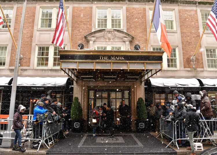 The scene outside of The Mark Hotel on February 20, 2019